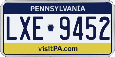 PA license plate LXE9452