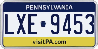 PA license plate LXE9453