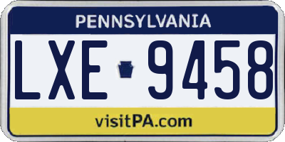 PA license plate LXE9458