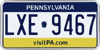 PA license plate LXE9467