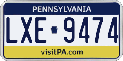 PA license plate LXE9474