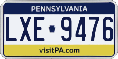 PA license plate LXE9476