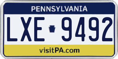 PA license plate LXE9492