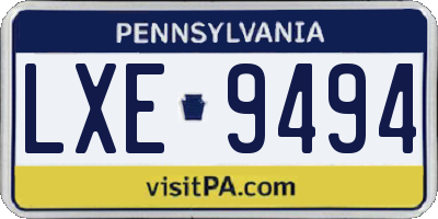 PA license plate LXE9494