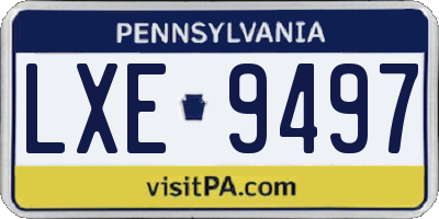 PA license plate LXE9497