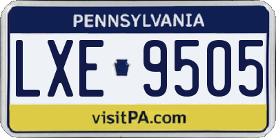 PA license plate LXE9505