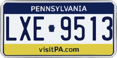 PA license plate LXE9513