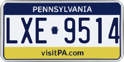 PA license plate LXE9514