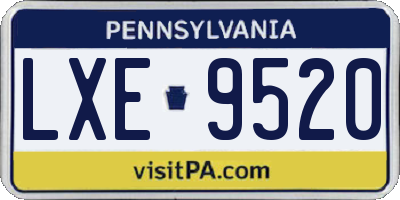 PA license plate LXE9520