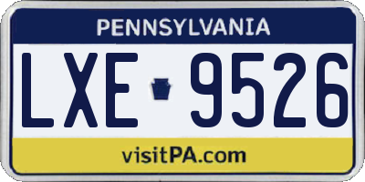 PA license plate LXE9526