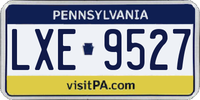 PA license plate LXE9527