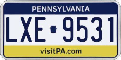 PA license plate LXE9531