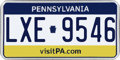 PA license plate LXE9546