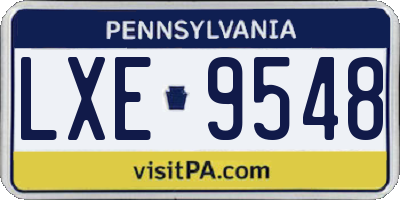 PA license plate LXE9548