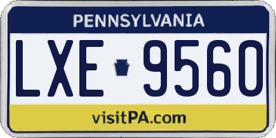 PA license plate LXE9560