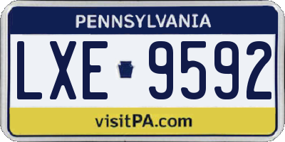 PA license plate LXE9592