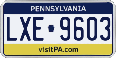 PA license plate LXE9603
