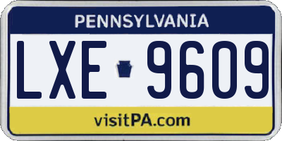 PA license plate LXE9609