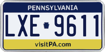 PA license plate LXE9611