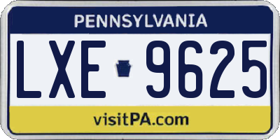 PA license plate LXE9625
