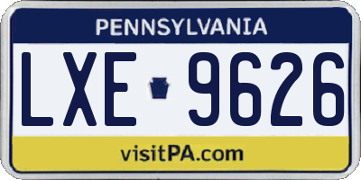 PA license plate LXE9626