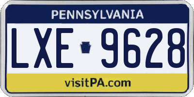 PA license plate LXE9628
