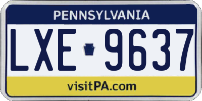 PA license plate LXE9637