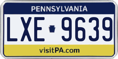 PA license plate LXE9639