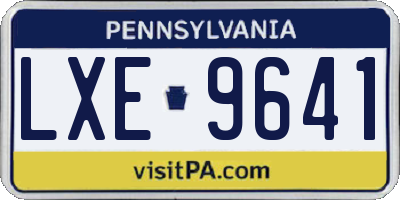 PA license plate LXE9641