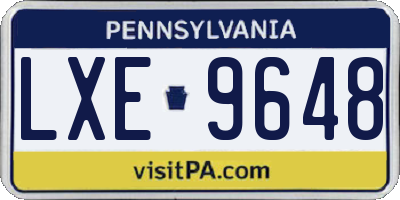 PA license plate LXE9648