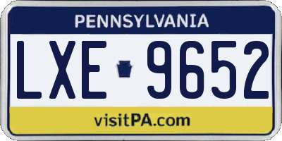 PA license plate LXE9652