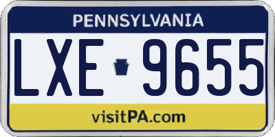 PA license plate LXE9655
