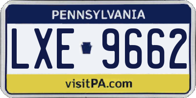PA license plate LXE9662