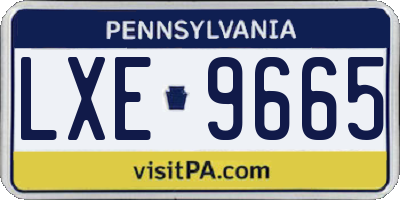 PA license plate LXE9665