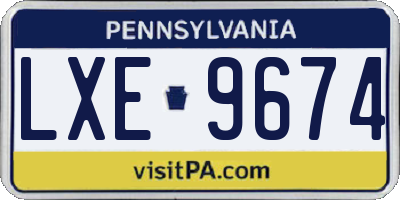 PA license plate LXE9674