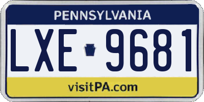 PA license plate LXE9681