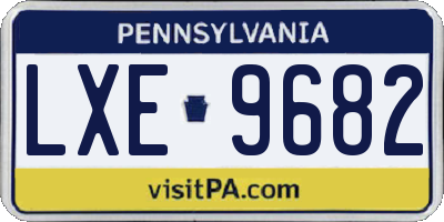 PA license plate LXE9682