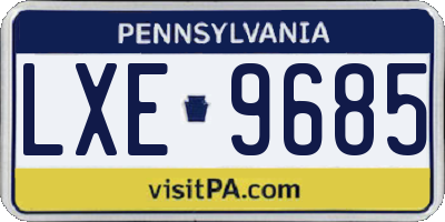PA license plate LXE9685