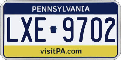 PA license plate LXE9702