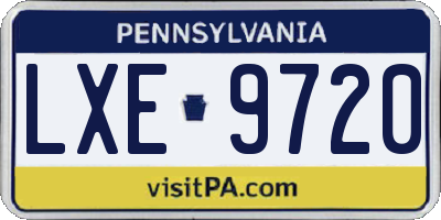 PA license plate LXE9720