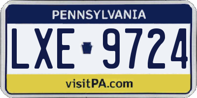 PA license plate LXE9724