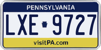 PA license plate LXE9727