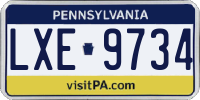 PA license plate LXE9734