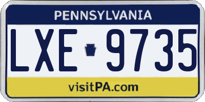 PA license plate LXE9735
