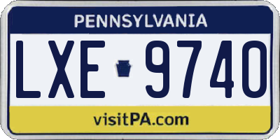PA license plate LXE9740