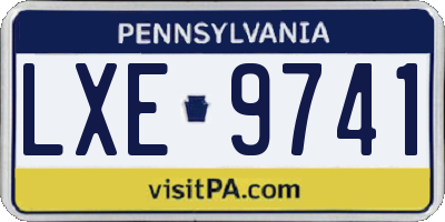 PA license plate LXE9741