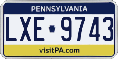 PA license plate LXE9743