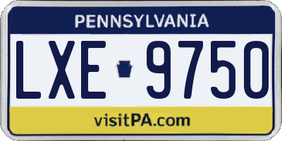 PA license plate LXE9750