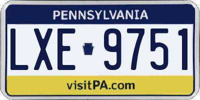 PA license plate LXE9751