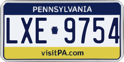 PA license plate LXE9754